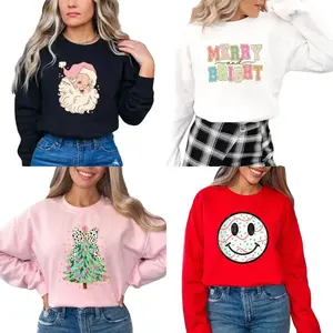 Gildan Two Trendy Christmas Sweatshirts Grab Bag Crewneck Long Sleeve Casual Cartoon Print Pullover for Women Winter Tops