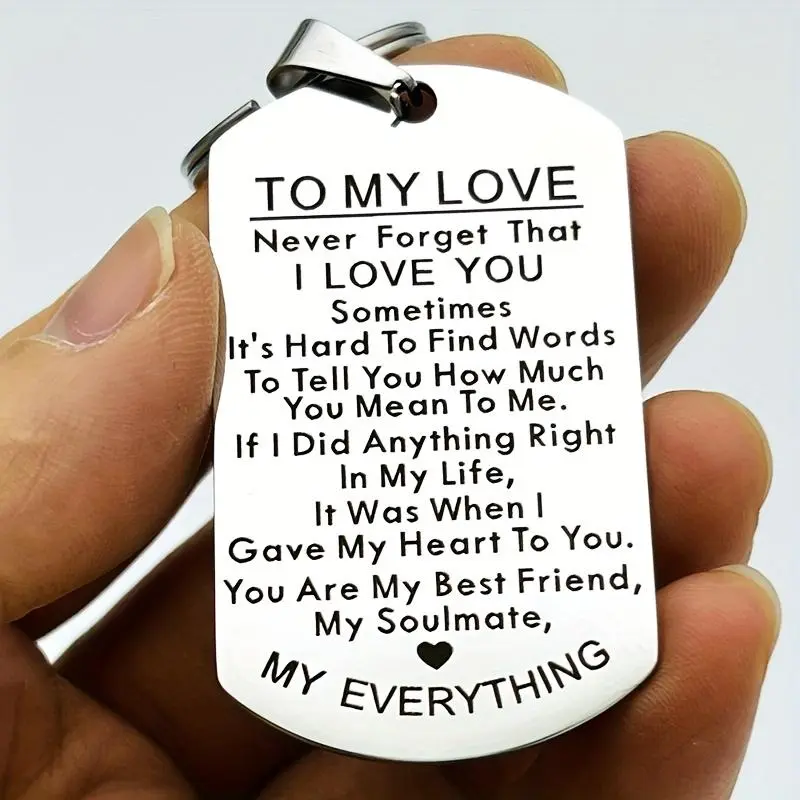 To My Love Keychain, Stainless Steel Gift Keychain for Husband Wife, Anniversary Valentines Birthday Boyfriend Girlfriend Jewelry for Him Her Women Men, Keyrings For Keys