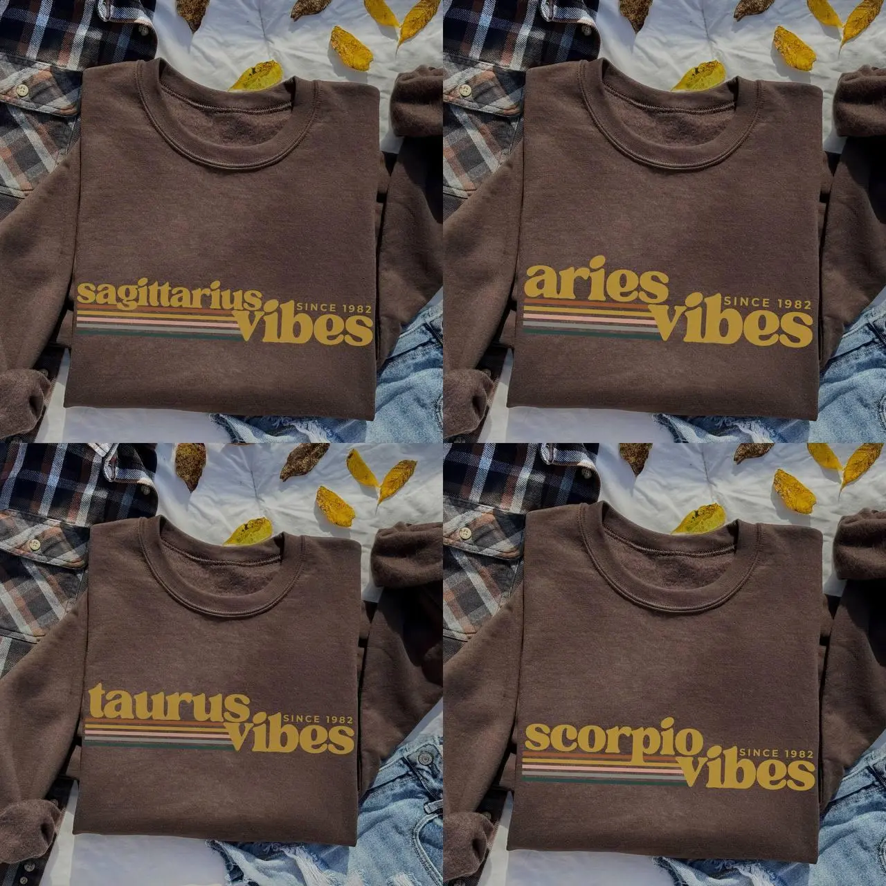 (LEAVE A NOTE OR DM SHOP) Zodiac Vibes Sweatshirt - Dark Chocolate, Astrology Crewneck, Custom Year Birthday Gift, Cozy Unisex Apparel, Zodiac Enthusiast Clothing - AG