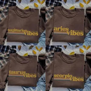 (LEAVE A NOTE OR DM SHOP) Zodiac Vibes Sweatshirt - Dark Chocolate, Astrology Crewneck, Custom Year Birthday Gift, Cozy Unisex Apparel, Zodiac Enthusiast Clothing - AG