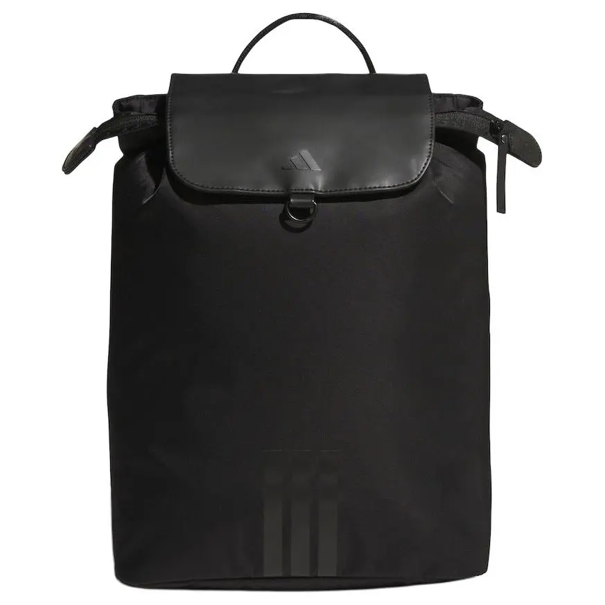 Women's Adidas Iconic Logo Durable Polyester Backpack with Extended Zipper, Black