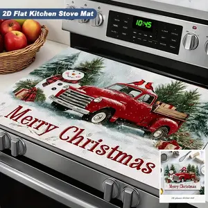 Christmas Vintage Car Snowman Kitchen Heat Resistant Mat, Non-Slip Holiday Atmosphere Pad, Placemat, Merry Christmas Table Decor Gift