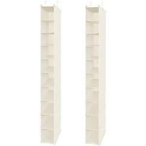 10-Shelf Hanging Shoe Shelf Organizer, Hanging Shoe Storage for Closet,Pack of 2(Beige)