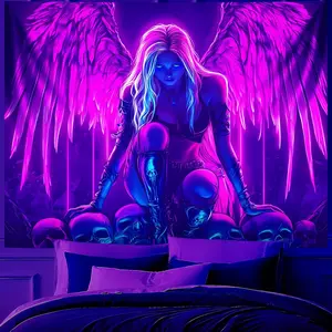 BVBOX Blacklight Tapestry,WingTapestry Glow In The Dark,UV Reactive Black Light Upright Posters Wall Hanging for Bedroom Dorm Living Room Backdrop tapestry cool stuff for room