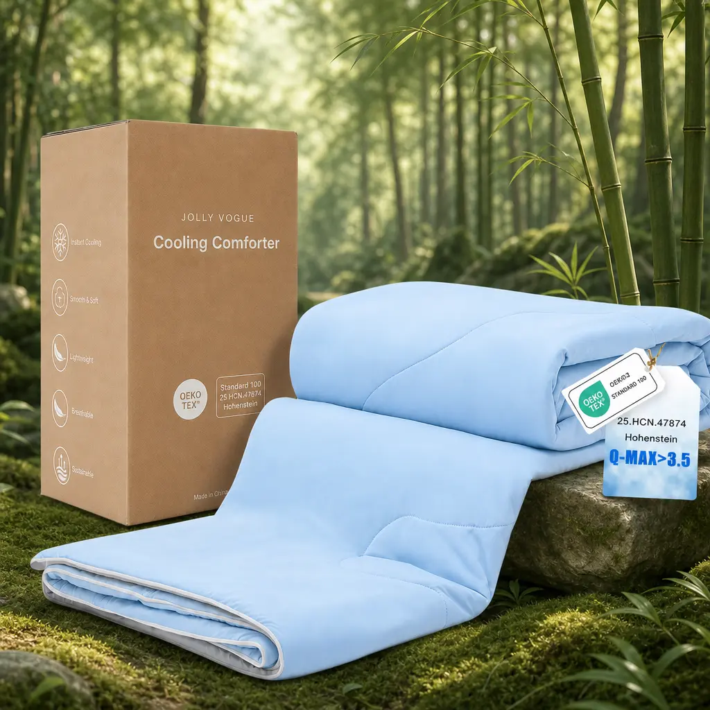 JOLLYVOGUE Bamboo-Derived Rayon Cooling Blanket - Summer Instant Cooling Quilts for Hot Sleepers, Comfy Breathable Oversized Lightweight Bedding, Teenage Bedroom Accessory, Single/Double Sizes