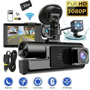 🚗FREE 32G Card! 3-Lens Dash Cam Perfect For Uber, Lyft & Delivery Drivers🚗🚗 Non-rechargeable, must be used while plugged in.