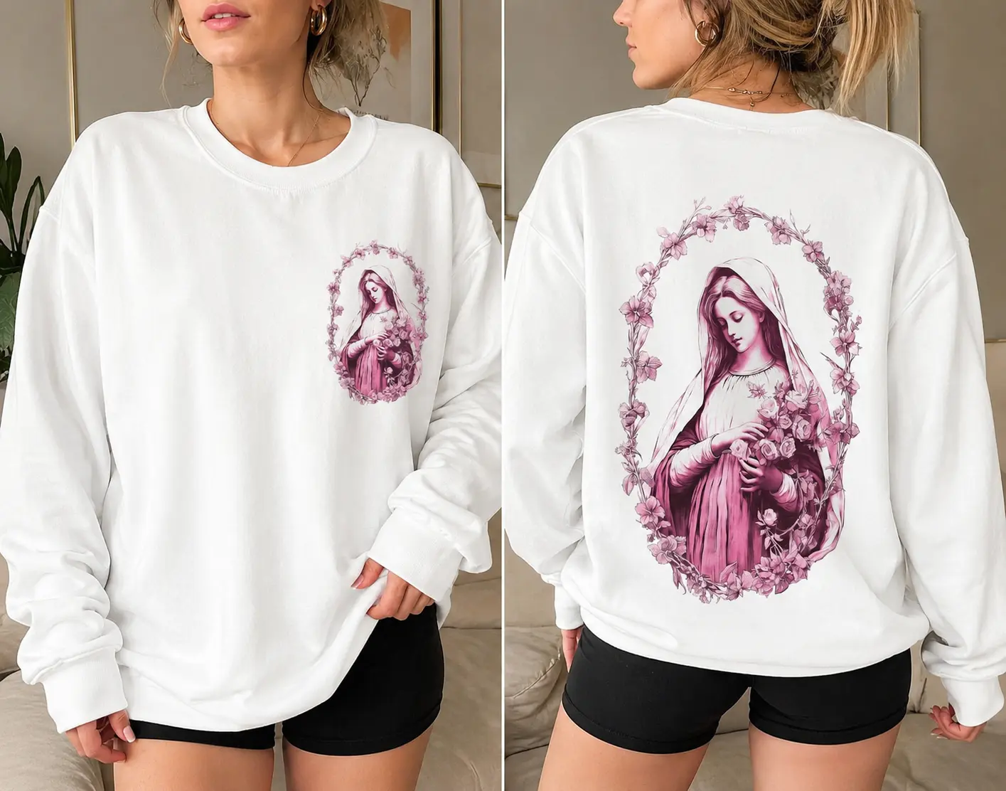 Virgin Of Guadalupe Sweatshirt, Saint Virgin Mary Crewneck Sweater, Traditional Catholic Pullover, Religious Faith Shirt, Rosary Prayer Apparel, Confirmation Gift, Catholic Gift For Women for Men, Christmas Easter Gift
