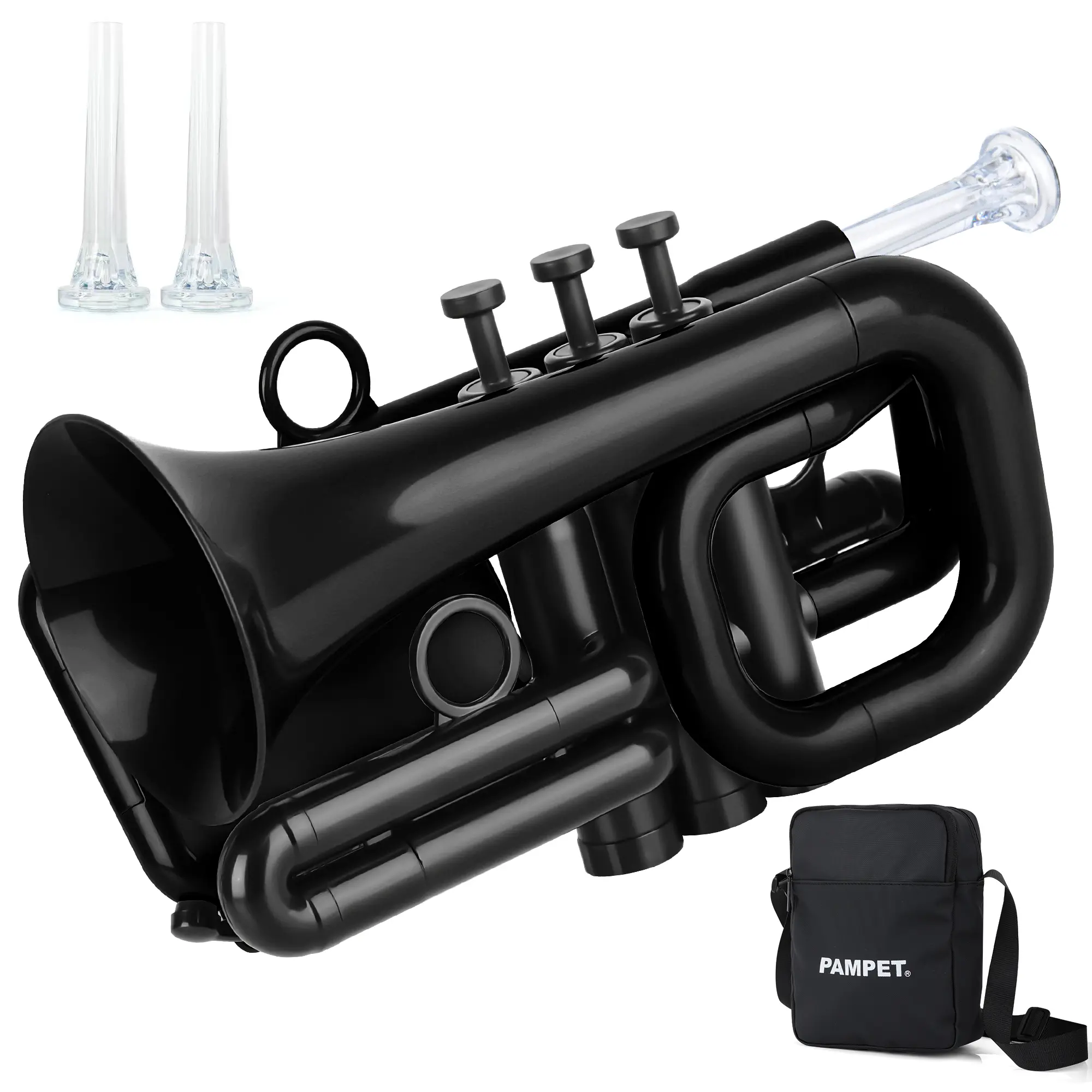 PAMPET Portable Bb-Key ABS Pocket Trumpet for Beginners, Including Carry Bag and Mouthpieces PAMPET Portable Bb-Key ABS Pocket Trumpet for Beginners, Including Carry Bag and Mouthpieces