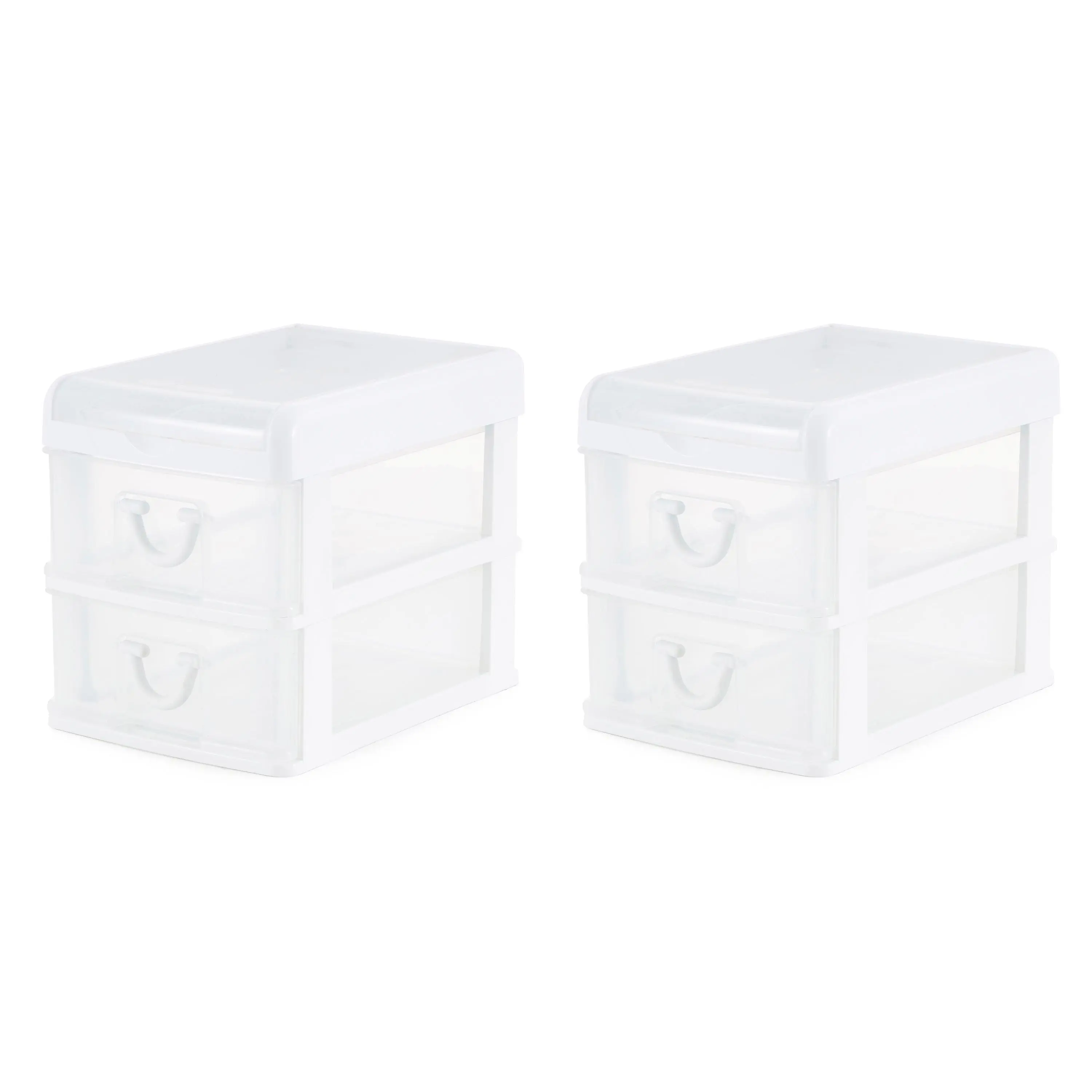 Gracious Living Mini 2 Drawer Desktop Organizer with Flip Top, White (2 Pack) Boxes Household