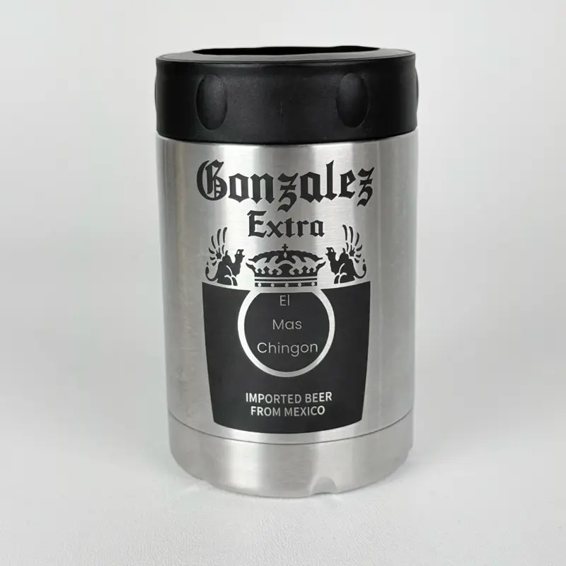 Custom Beer-Logo Stainless Steel Can Cooler – Personalized Name & Message, Double-Wall 12oz