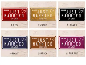 Just Married sign license plate - Wedding car decoration, Custom wedding sign for car, wedding gift with names and date Car Accessory, License Plate, Vehicle Decor