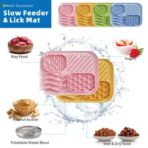 Slow Feeder Dog Bowl Non Slip Silicone Licking Mat for Dogs and Cats Anti Gulping Puzzle Feeding Mat for Pet Anxiety Relief Mealtime Fun