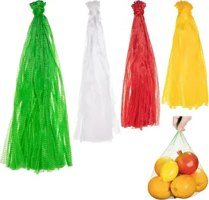 300 Pcs Reusable Mesh Nylon Netting with Loop Style Closures, Onion Reusable Nylon Mesh Net Produce Grocery Toys Fruits Vegetables Storage Poly Bags, Seafood Bag,13.8-23.6 Inch 4 Sizes