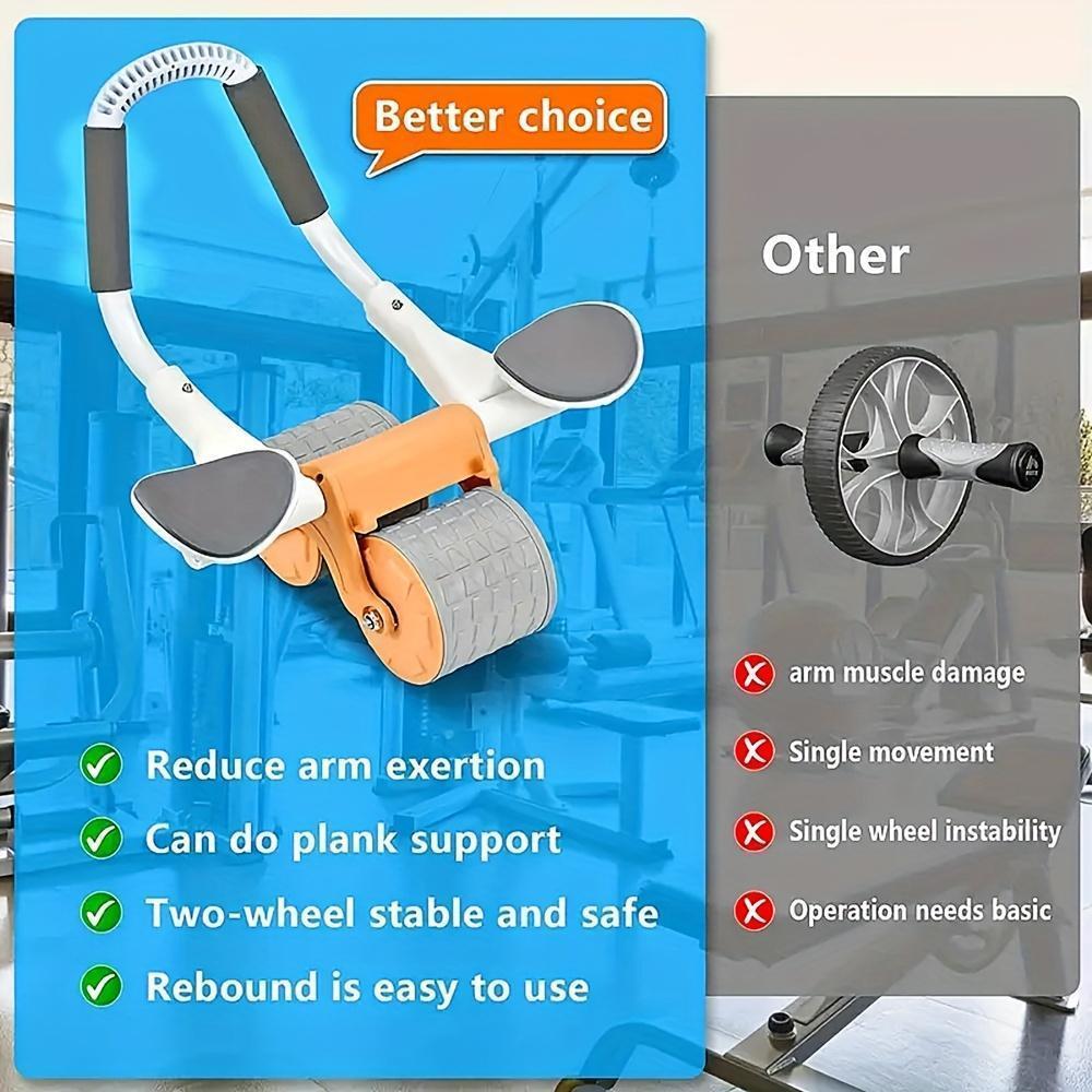 1pc Automatic Rebound Abdominal Exercise Roller with Kneepad Foam Pad and Elbow Support for Abdominal and Core Strength