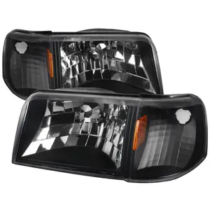 1993-1997 Ranger Factory Style Headlights w/ Corner Lights & Amber Reflector (Matte Black Housing/Clear Lens)