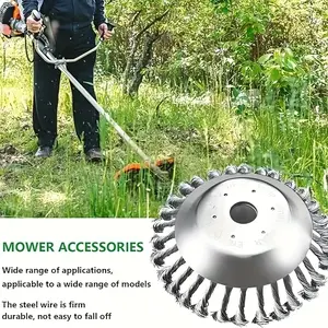 Durable Steel Wire Brush for Weeding & Moss Removal, Garden Tool for Lawn Care, Rotating Scrubbing Accessories for Grass Trimmer, Lawn Mower and Gardening Tasks
