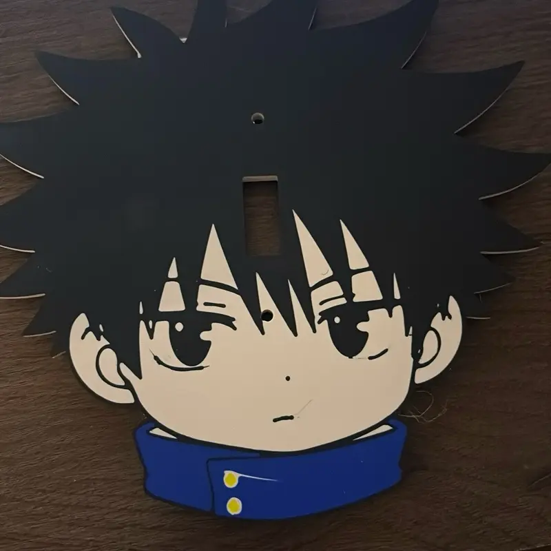 Jujutsu Kaisen Megumi Fushiguro 3D Printed Round Light Switch Cover, Handmade Smooth-Finish Wall Light Switch Accessory for Anime Fans' Bedroom, Gaming Room Home Decor, Round Shape Polished