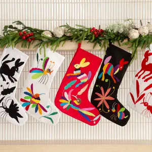 Christmas Otomí Embroidered Stocking
