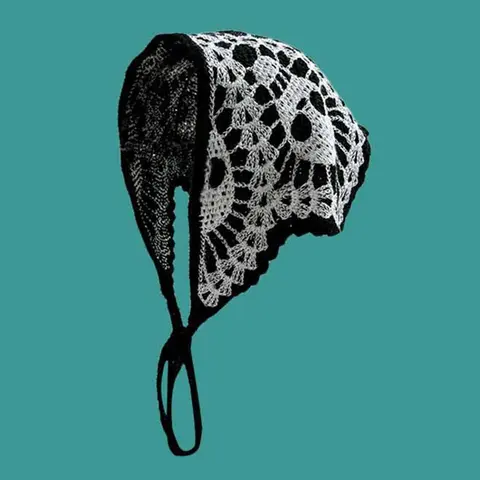 Halloween Skull Pattern Crochet Headband, Vintage Knitted Triangle Scarf for Women, Fashion Party & Daily Wear Hair Accessory, Fashion Headbands