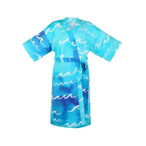 Nalu Bamboo Mama Robe - Women's Silky  with Spandex and Zippers - Fabric Flowers Gowns Hospital Kimono Love Nursing Ocean Womenswear Loungewear