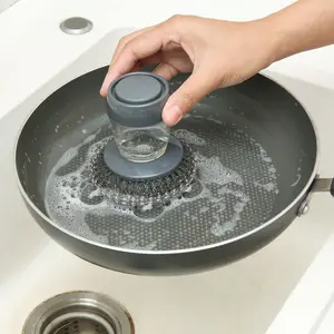 1pc Automatic liquid addition dishwashing brush, press type dishwashing detergent addition dishwashing brush, Household cleaning tool