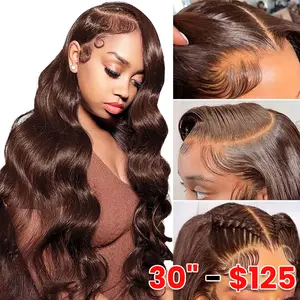 13x6 Chocolate Brown Body Wave Lace Front Wigs Human Hair 180 Density Transparent Lace Frontal Human Hair Wigs Pre Plucked with Baby Hair Brown Colored Wigs For Women TikTokShopBlackFriday