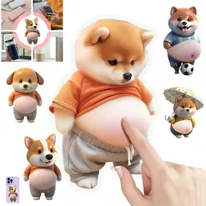 6 Pcs 3D Dog Belly Anti-Collision Stickers, Super Soft Silicone Squishy Design, Easy to Apply Stress Relief Sticker for Car Accessories and Home Room Decor