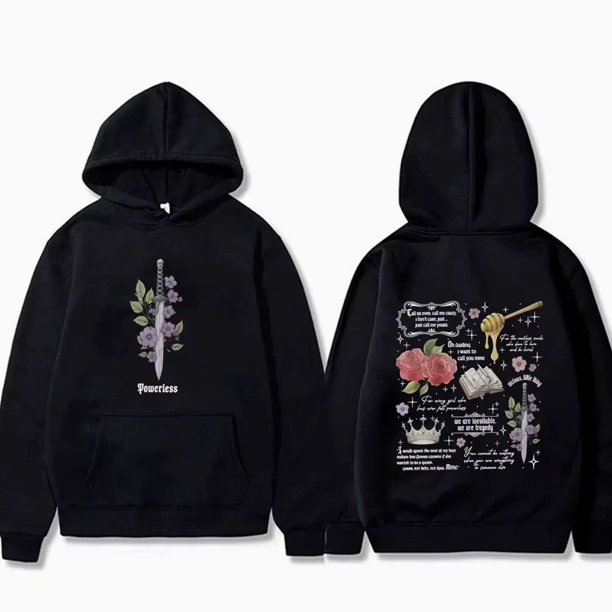 Powerless "Kai Azer, I Love You" Romantic Quote Hoodie | Fantasy Bookish Aesthetic Sweater | Y2K Streetwear Unisex Pullover
