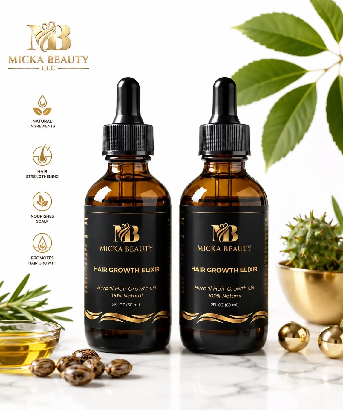 Micka Beauty Hair Growth Elixir - Infused with Natural Ingredients for Enhanced Hair Regeneration and Health