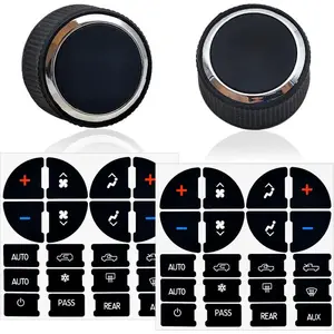 2 Packs Rear Radio Volume Control Knob with AC Dash Button Sticker Repair Kit (2 Packs) For GM 22912547, Chevrolet, GMC, Buick, Cadillac (07-14)