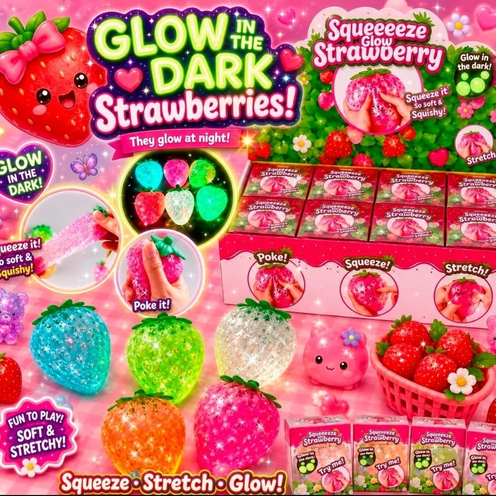 Glow in the dark squishy strawberry Glow in the dark squishy strawberry