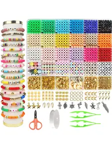 DIY Beads & Jewelry Making Kit, Including Beads, Soft Clay Tube Slices, Shells, Letter Face, Jewelry Making Accessories, Fashion Accessories for Bracelet & Necklace Making, DIY Beads Assortment, Bead Mix