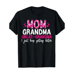 [100% Cotton] 100% CottonMom Grandma Great Grandma New Grandma First Time 2025 T-Shirt T-Shirt T-Shirt