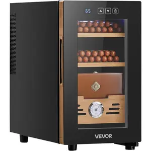 VEVOR Electric Humidor, 16L, 100 Counts Electric Cigar Humidor Cabinet with Cooling Temperature Control, Spanish Cedar Wood Shelves Drawers, Mechanical Hygrometer, 2 Layers, Cooler for HouseholdVEVOR Super Brand Day