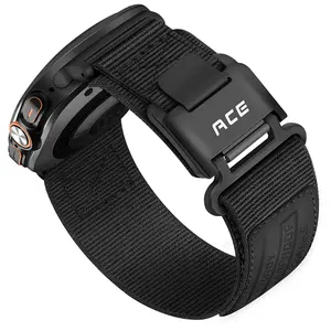 Magnetic Buckle Strap for Samsung Galaxy Watch Ultra 47mm, Men's Outdoor Sports Nylon Band, Lightweight Breathable Soft Replacement band, Smart Watch Strap