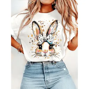 Unique Women's TShirt Featuring Playful Rabbit Print Design