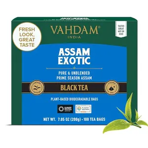 VAHDAM, Turmeric Ginger Herbal Tea Bags (100 Tea Bags) Caffeine Free, Non GMO, Gluten Free | 100% Pure Herbal Blend - Savory & Spicy | Plant-Based Whole Loose-Leaf Tea Bags | Resealable Ziplock Pouch