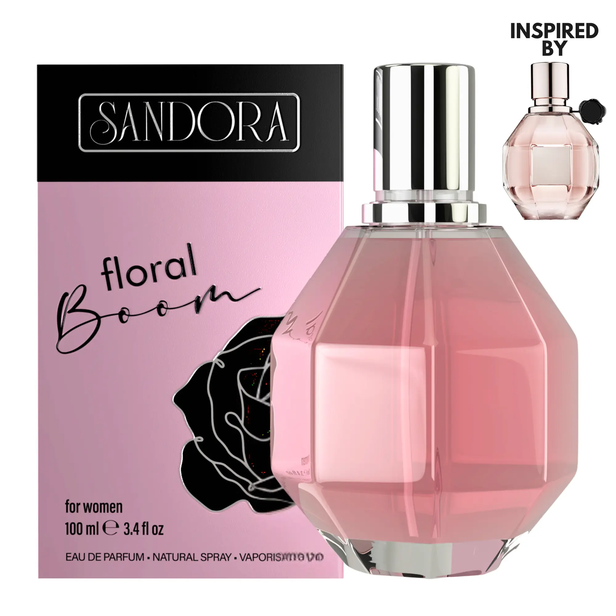 Sandora Fragrances Perfume for Women – Cattleya Orchid, Freesia, Jasmine, Rose – Floral, Elegant, Long-Lasting, Fresh 3.4 oz
