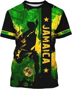 Jamaica Soccer Jersey - National Football Team 3D Print T-Shirt, Unisex Reggae Boyz Graphic Tee, Jamaican Pride Sports Apparel, Green & Gold Heritage Shirt