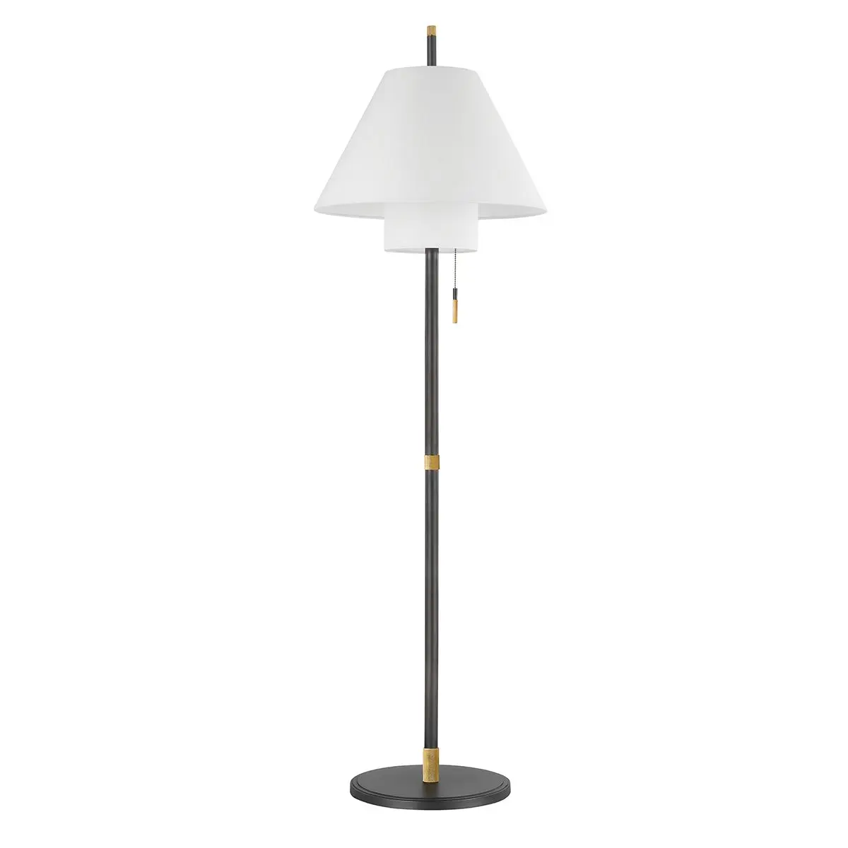Glenmoore Modern Floor Lamp with Tapered White Linen Shade and Knurled Metal Accents