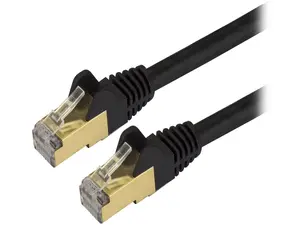 StarTech C6ASPAT6INBK StarTech.com Cat6a Shielded Patch Cable - 6 in. - Black - Snagless RJ45 Cable - Ethernet Cord - Cat 6a Cable