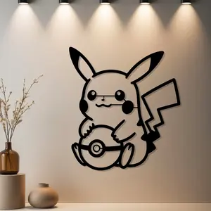 HousewarmingGift|1pc Pikachu Metal Wall Art Wall Art, Pikachu Metal Wall Art Decoration with Premium Finish - Ideal Gift for Housewarming & Desktop Decor & Anniversary & Christmas & Thanksgiving & Winter Gift (Family Gathering) - Home Wall