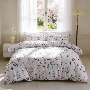Cute Floral Pattern Bedding Set, 3-Piece Includes Duvet Cover & Pillowcases, No Insert Soft Comfortable Fabric, Ideal for Home Bedroom Decor, Soft Bedding Sets