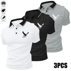 Men’s Polo Shirt Set (3 Pieces) — Soft and breathable, comfortable short sleeves with a casual fit, classic polo collar; suitable for work, golf, travel, and everyday wear,summervibes