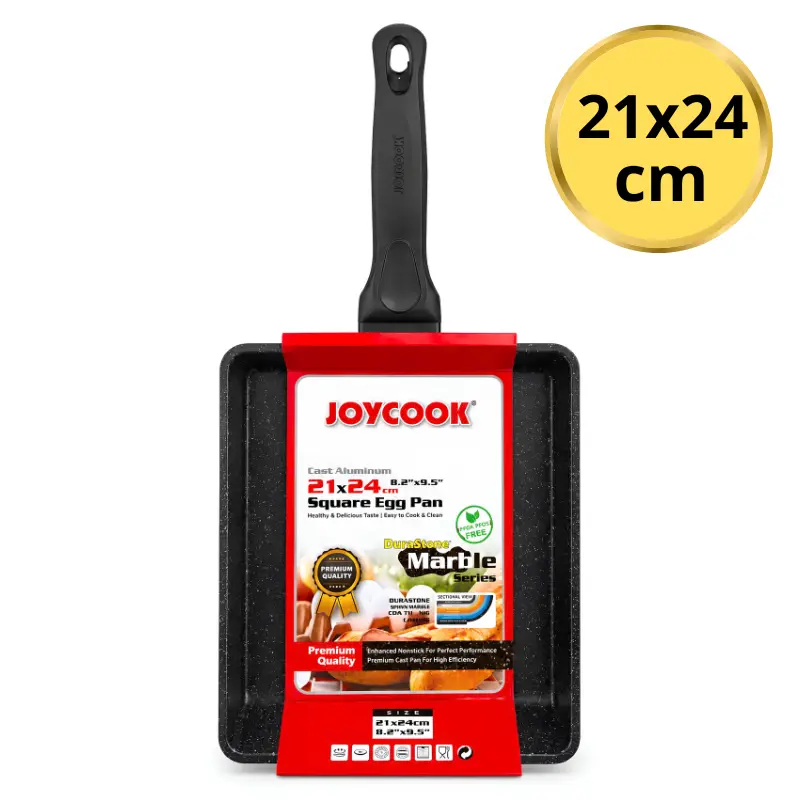 Joycook Aluminium Rectangular Frying Pan - 21x24cm Kitchen Cookware