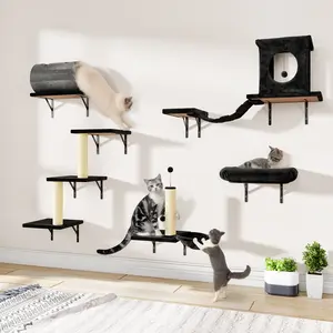 [Christmas Gift] 7-in-1 Wall-Mounted Cat Climbing Set – Includes Cat House, Tunnel, Toys, Soft Platform, Steps, Scratching Board, and Hammock – The Plush Companion's Luxury Indoor Playground kitty