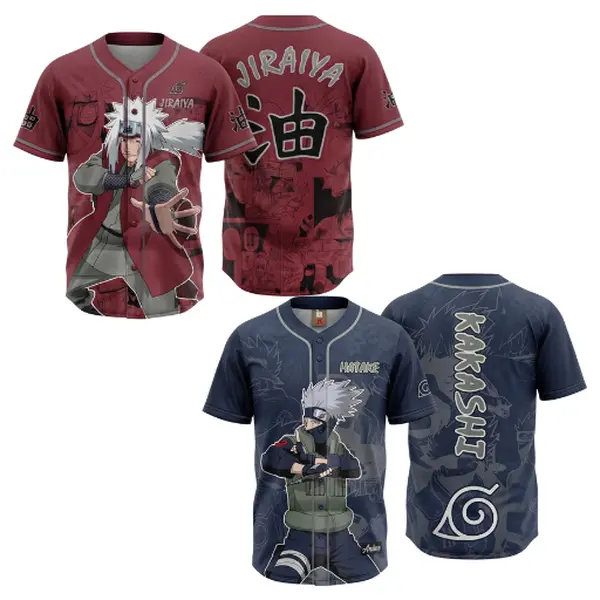 Anime 3D Baseball Jersey, Manga Inspired Button Shirt, Unisex Sports Jersey, Fan Gift