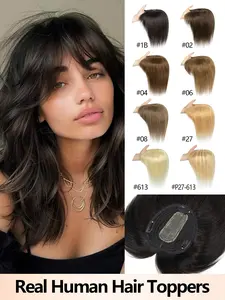Real Hair Wig Pieces, Silk Base, Lightweight Bangs, Realistic Scalp Design, Anti-Slip Clips, Multiple Colors Available, 3pcs Set
