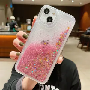 Suitable for iPhone16promax mobile phone case anti-fall glitter liquid quicksand 15Promax Apple 13 protective cover silicone