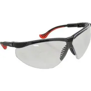 UVEX Clear Lenses, Framed Safety Glasses Scratch Resistant, Black Polycarbonate Frame, Adjustable Temples, Size Universal, Wrap Around S3300